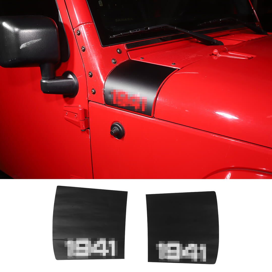 For 2007-2018 Jeep Wrangler JK Front Engine Hood Vinyl Decal Wrap Corner Sticker（2 pcs）