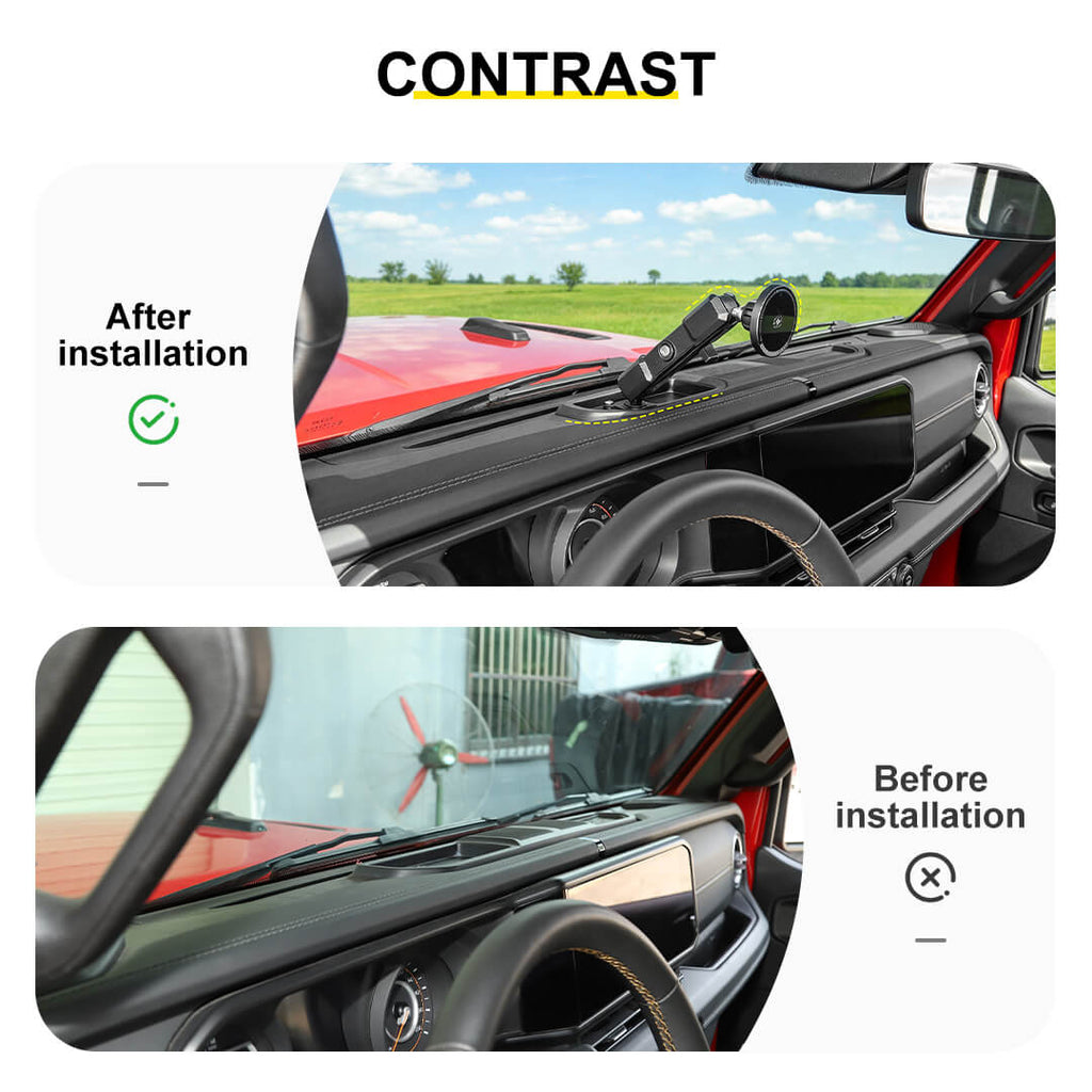 For 2024+ Jeep Wrangler JL & Gladiator JT Center Console Magnetic Wireless Charging Phone Mount Holder (6 pcs)