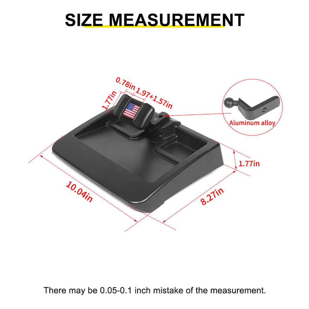For 2007-2011 Jeep Wrangler JK Center Console Phone Holder Mount Bracket with Storage Box（3 pcs）
