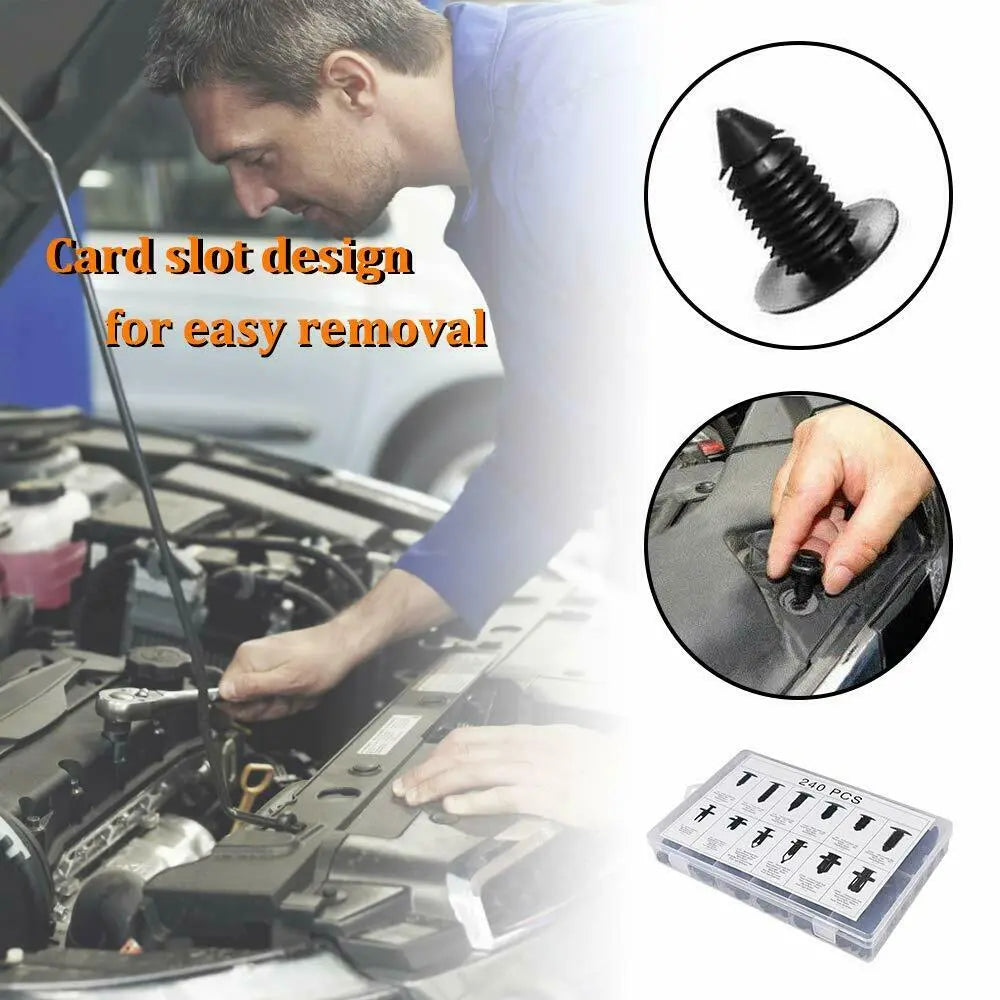 For Jeep Universal 240pcs Body Retainer Push Type Pin Rivet Trim Clips Kit