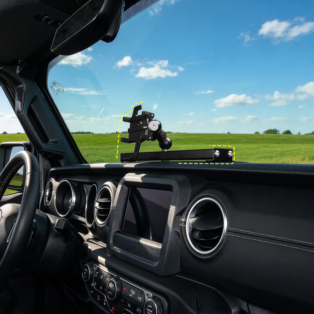 For 2018-2023 Jeep Wrangler JL & Gladiator JT Center Console Expansion Phone Mount Holder（3 pcs）