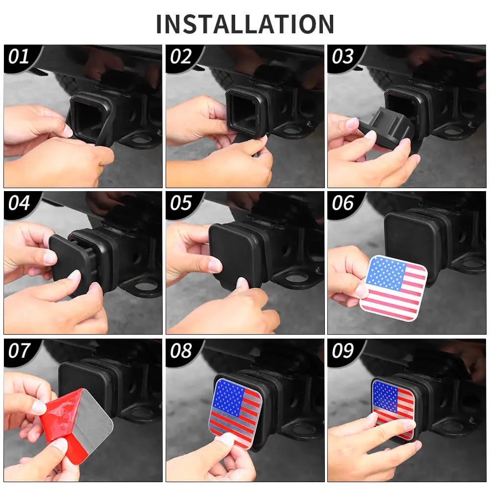 2" Trailer Hitch Cover with American Flag – Patriotic Tow Hitch Plug Insert Cap for 2 Inch Receivers, Fits Most Vehicles