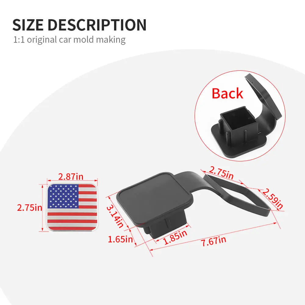 2" Trailer Hitch Cover with American Flag – Patriotic Tow Hitch Plug Insert Cap for 2 Inch Receivers, Fits Most Vehicles