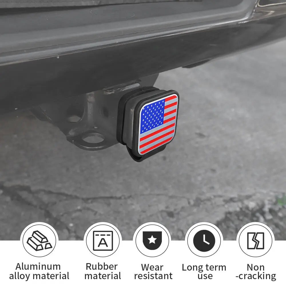 2" Trailer Hitch Cover with American Flag – Patriotic Tow Hitch Plug Insert Cap for 2 Inch Receivers, Fits Most Vehicles
