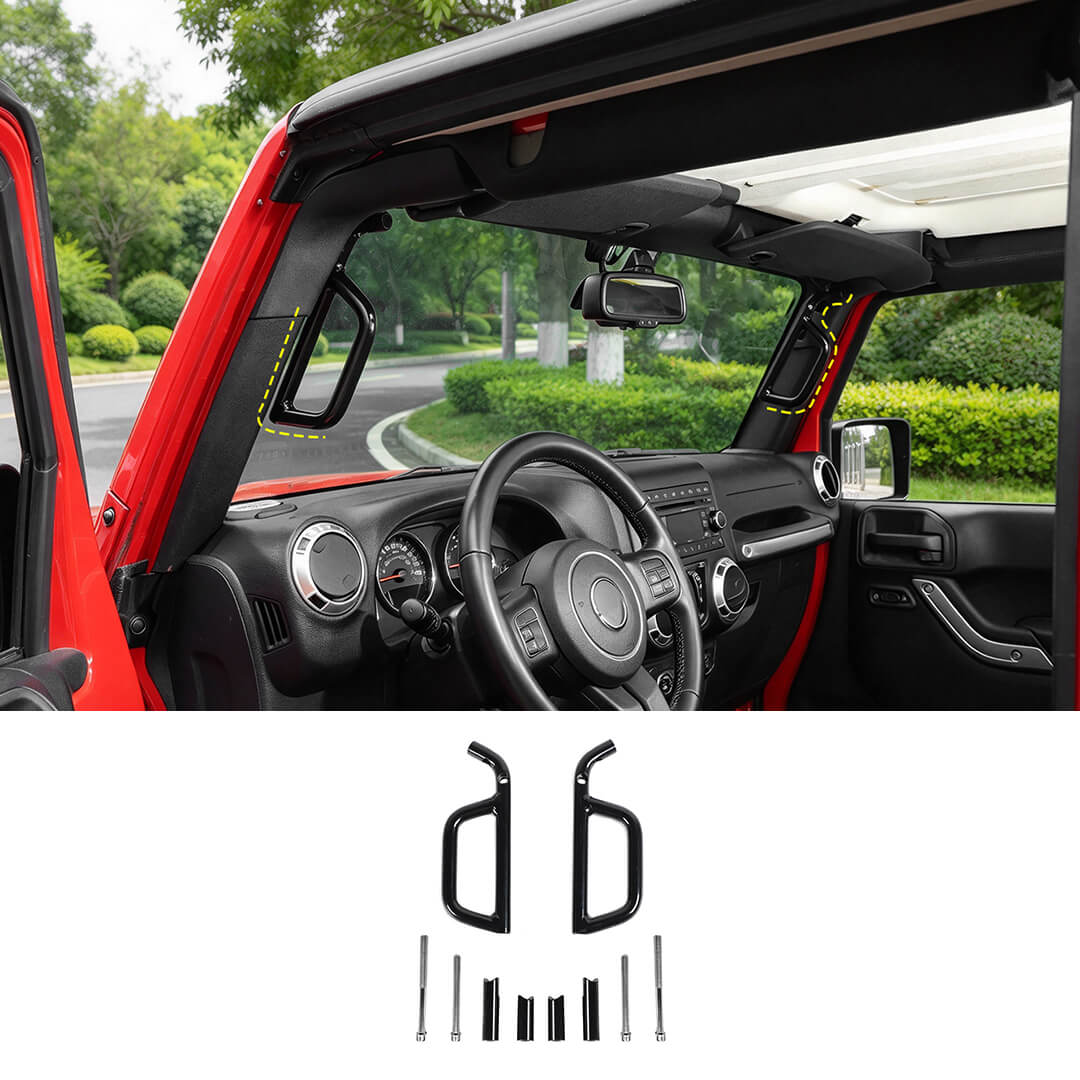 For 2007-2018 Jeep Wrangler JK Front Door Top Grab Handle Aluminium Alloy（2 pcs）