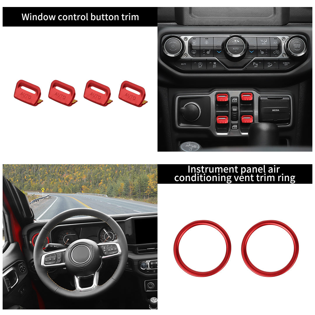 For 2024+ Jeep Wrangler JL & Gladiator JT Aluminum Air Vent & Center Console Control Trim Cover Kit