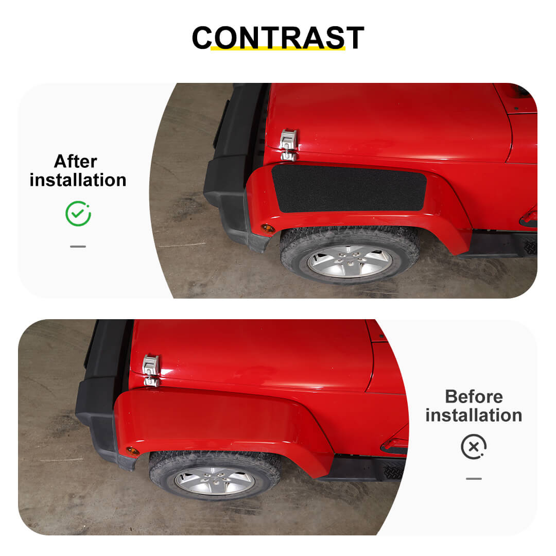 For 2007-2018 Jeep Wrangler JK Front Fender Top Anti-Scratch Protector Pad（2 pcs）