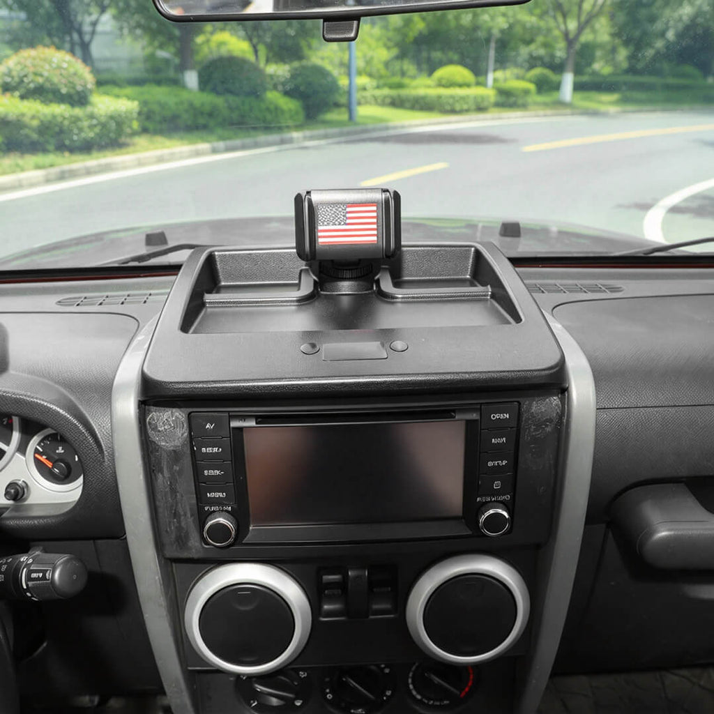 For 2007-2011 Jeep Wrangler JK Center Console Phone Holder Mount Bracket with Storage Box（3 pcs）
