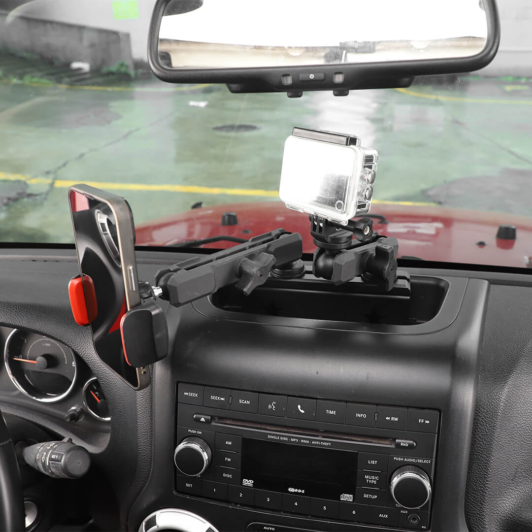 For 2011-2018 Jeep Wrangler JK Center Console Rail Expansion Phone Mount Holder（9 pcs）