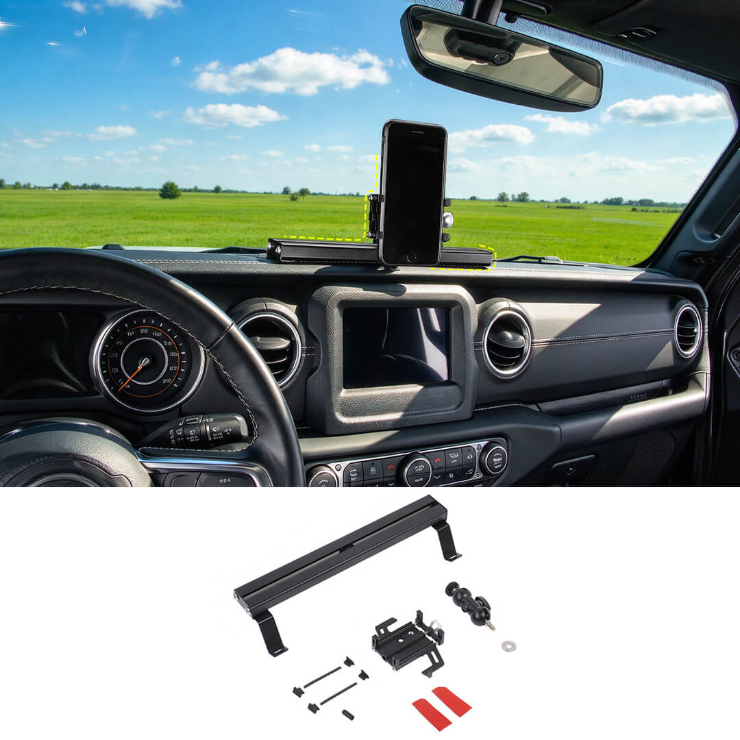 For 2018-2023 Jeep Wrangler JL & Gladiator JT Center Console Expansion Phone Mount Holder（3 pcs）