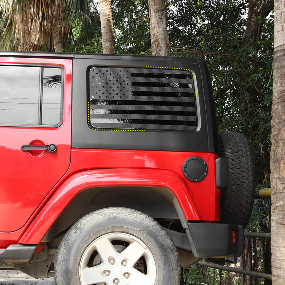 For 2011-2018 Wrangler JK Rear Window Sticker Trim US Flag Decal（2 pcs）