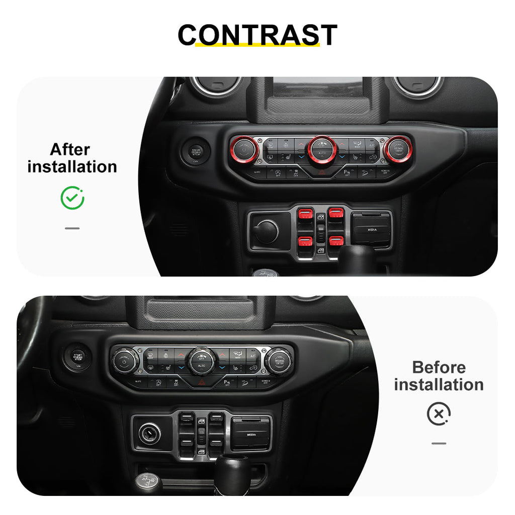 For 2024+ Jeep Wrangler JL & Gladiator JT Aluminum Air Vent & Center Console Control Trim Cover Kit