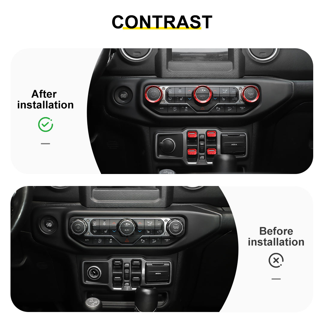For 2024+ Jeep Wrangler JL & Gladiator JT Aluminum Air Vent & Center Console Control Trim Cover Kit
