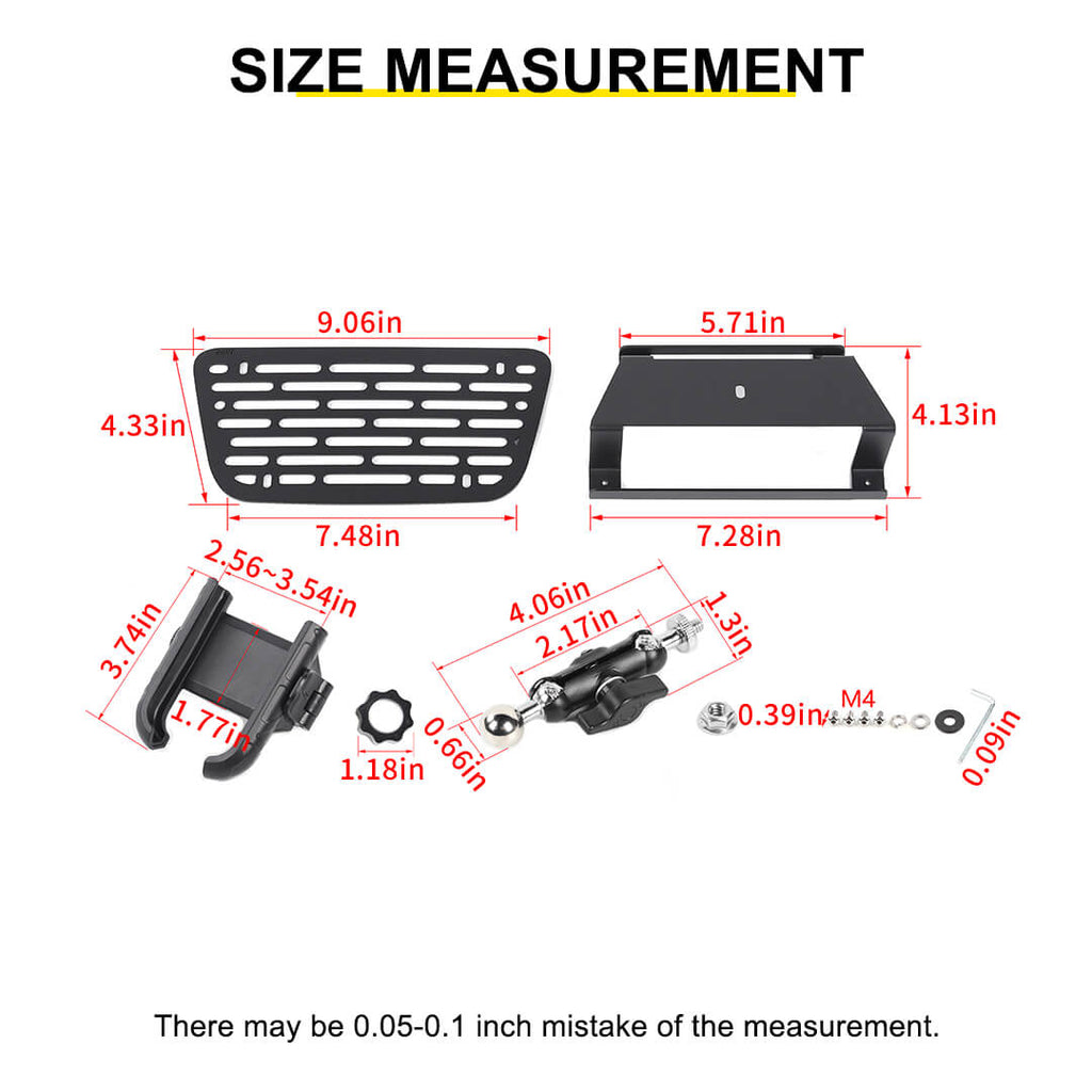 For 2011-2018 Jeep Wrangler JK Center Console Expansion Phone Mount Holder（5 pcs）
