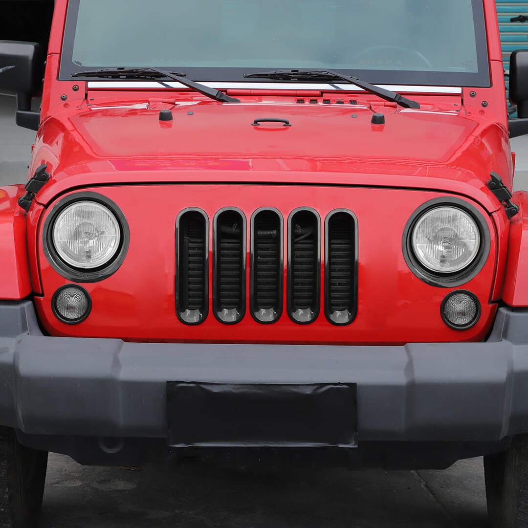 For 2007-2018 Jeep Wrangler JK Front Grill Inserts & Headlight Trim & Turn Signal Bezel Kit（11 pcs）