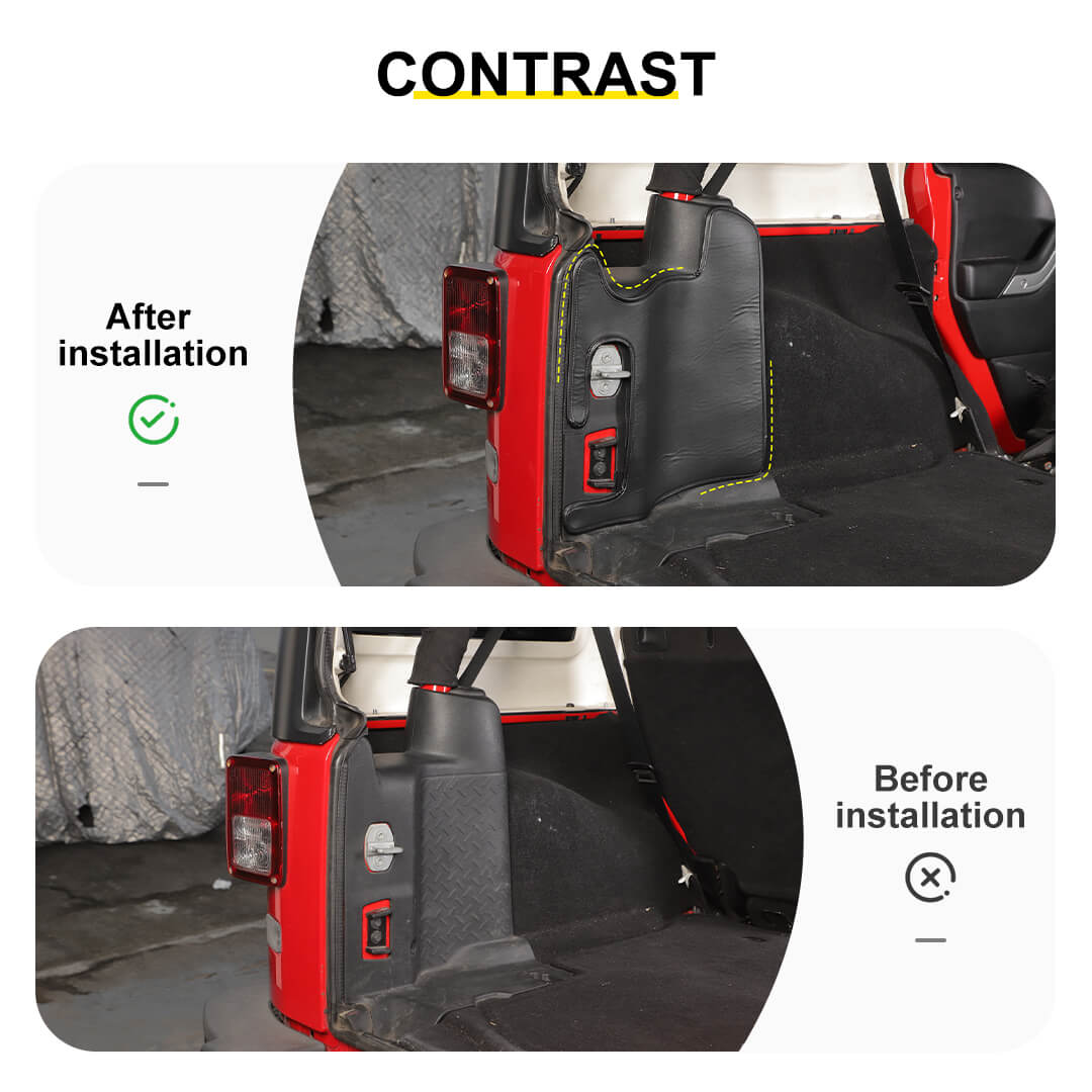 For 2007-2018 Jeep Wrangler JKU 4 Door Rear Trunk Side Protection Pad Cover（2 pcs）