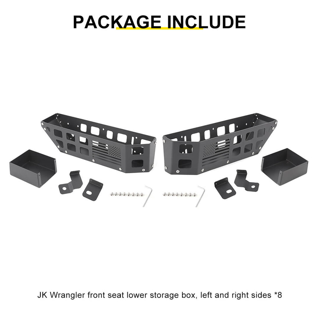 For 2007-2018 Jeep Wrangler JK Front Seat Under Storage Box Organizer – Aluminum Alloy & Iron