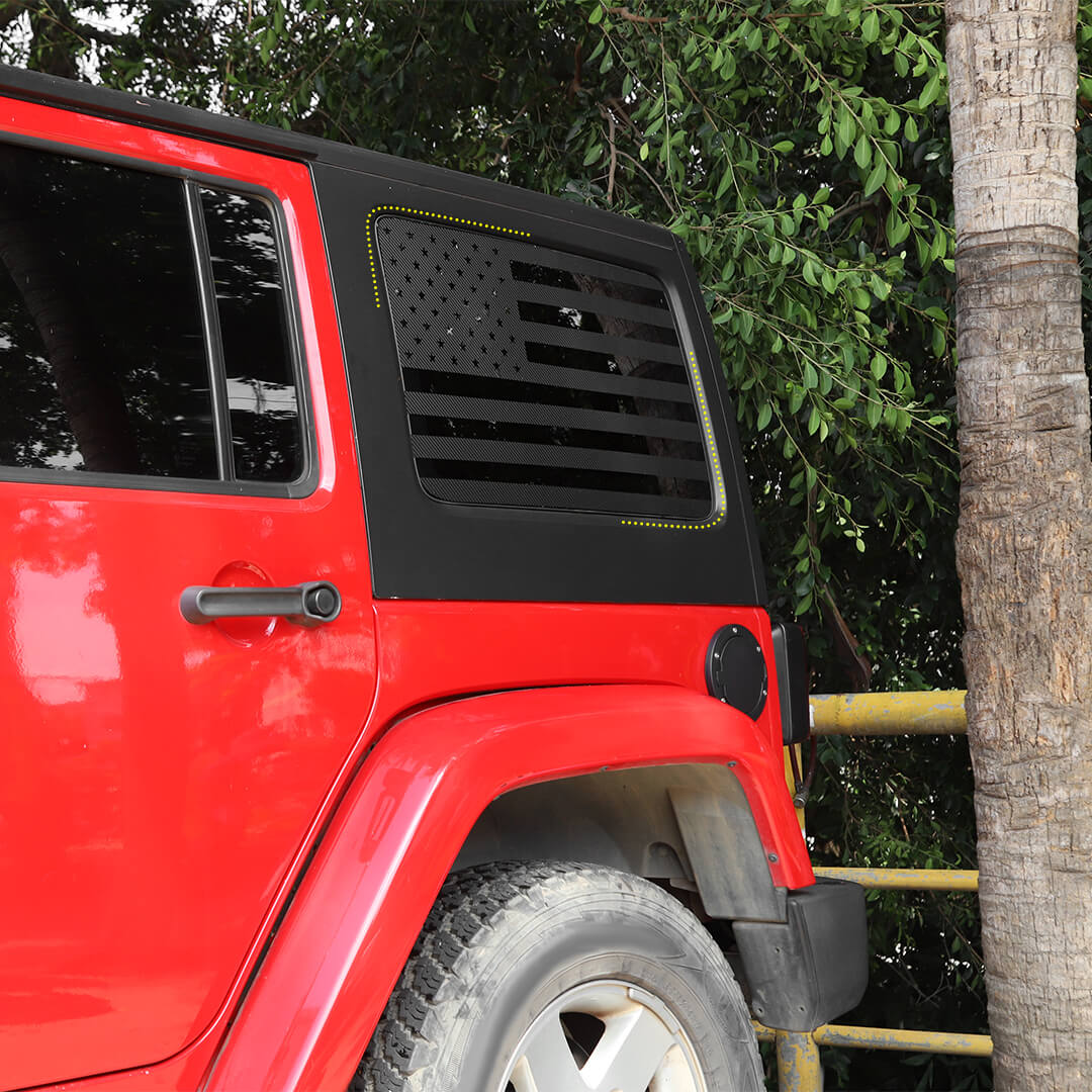 For 2011-2018 Wrangler JK Rear Window Sticker Trim US Flag Decal（2 pcs）