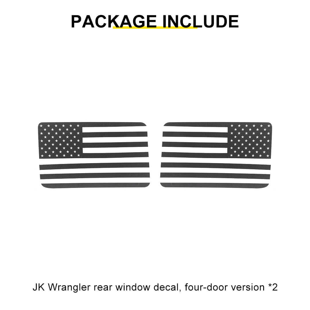 For 2011-2018 Wrangler JK Rear Window Sticker Trim US Flag Decal（2 pcs）