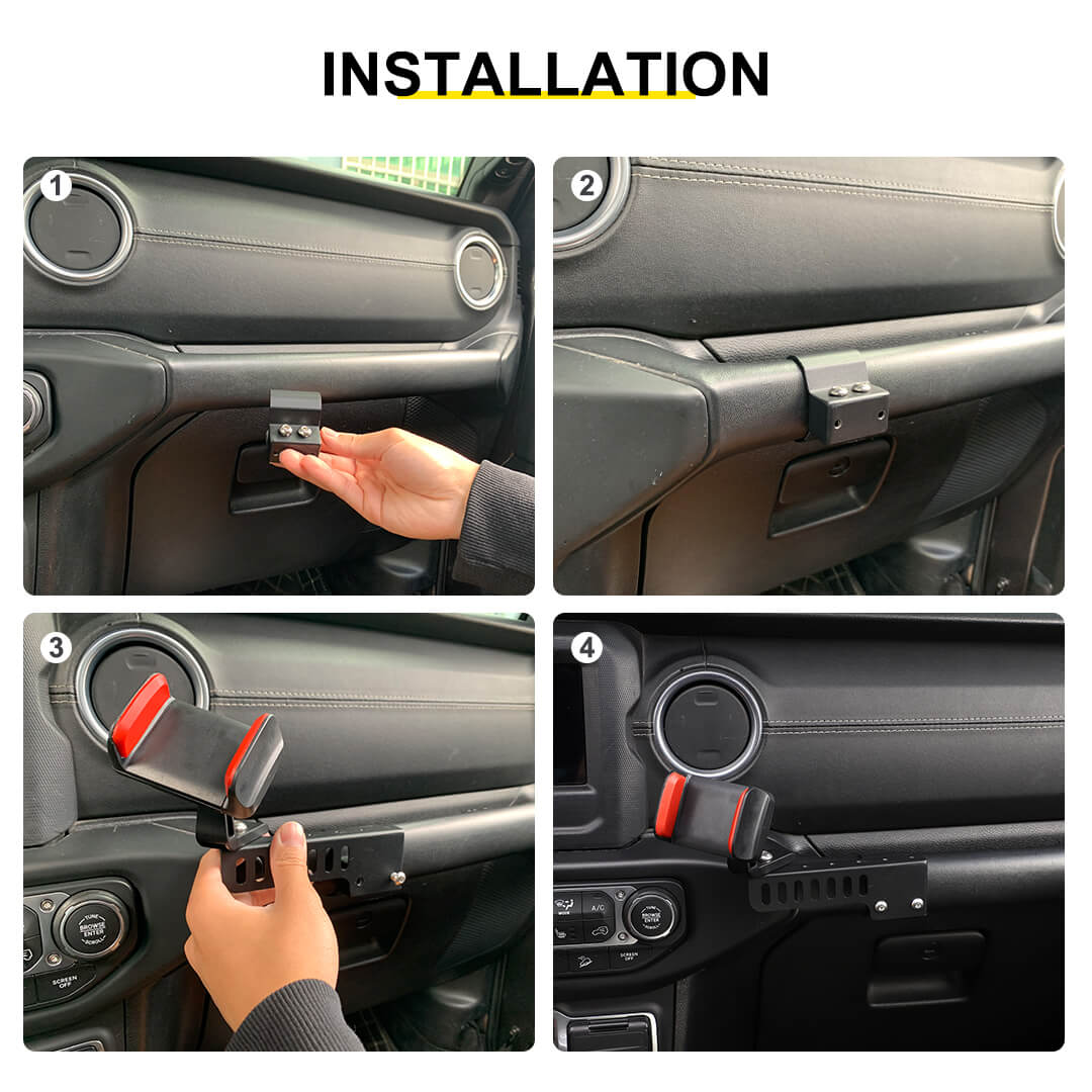 For 2018-2023 Jeep Wrangler JL & Gladiator JT Passenger Side Grab Bar Phone Holder Bracket（2 pcs）