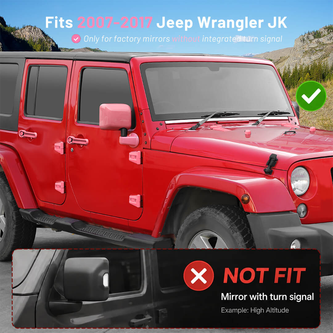For 2007-2018 Jeep Wrangler JK 4 Door 71 x Car Door, Wiper, Hood , Rearview Mirror & Tow Hook Decoration Cover Kit—Exterior Trim Kit
