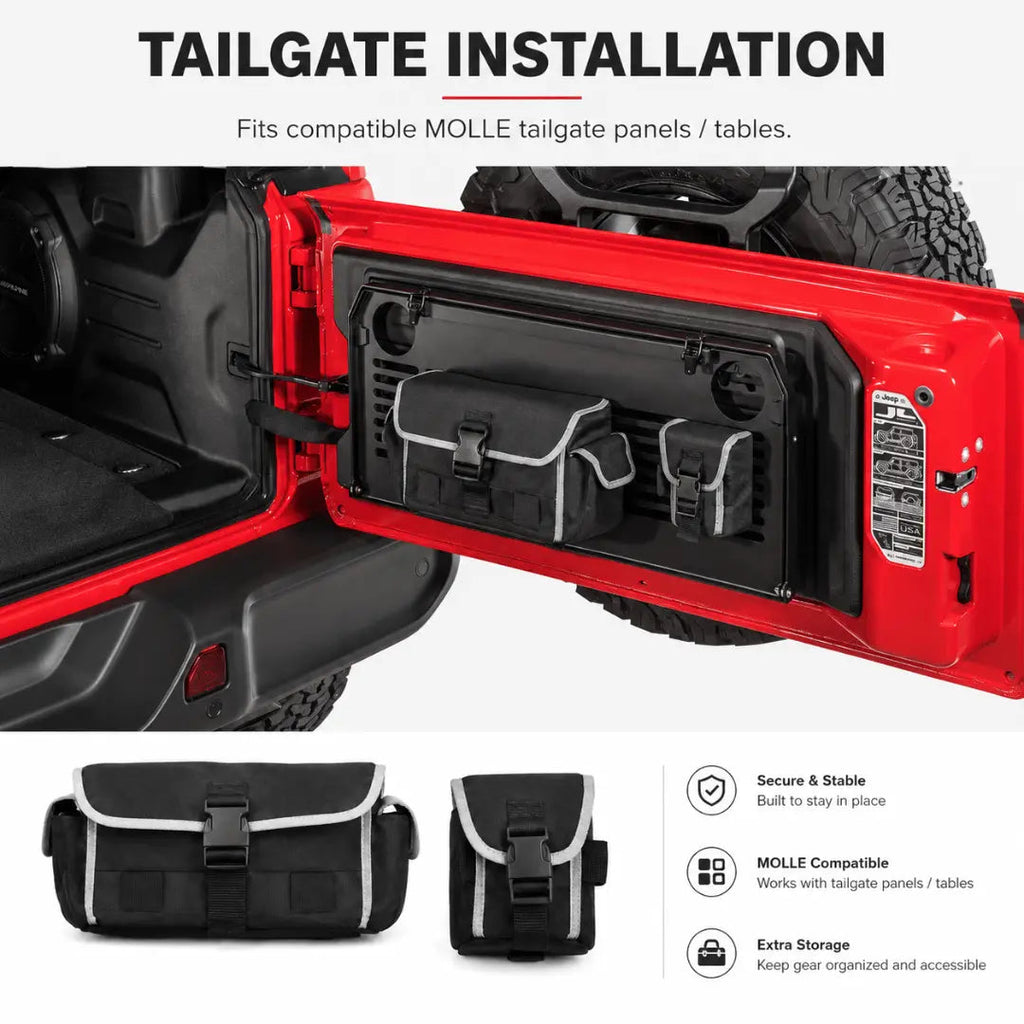 Canvas MOLLE Storage Bag Set for Jeep Wrangler Seat Back & Tailgate Organizer Accessories