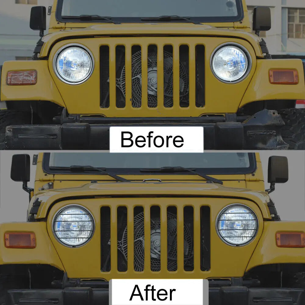 For 1997-06 Jeep Wrangler TJ Headlight Front Lights Protector Guard Black