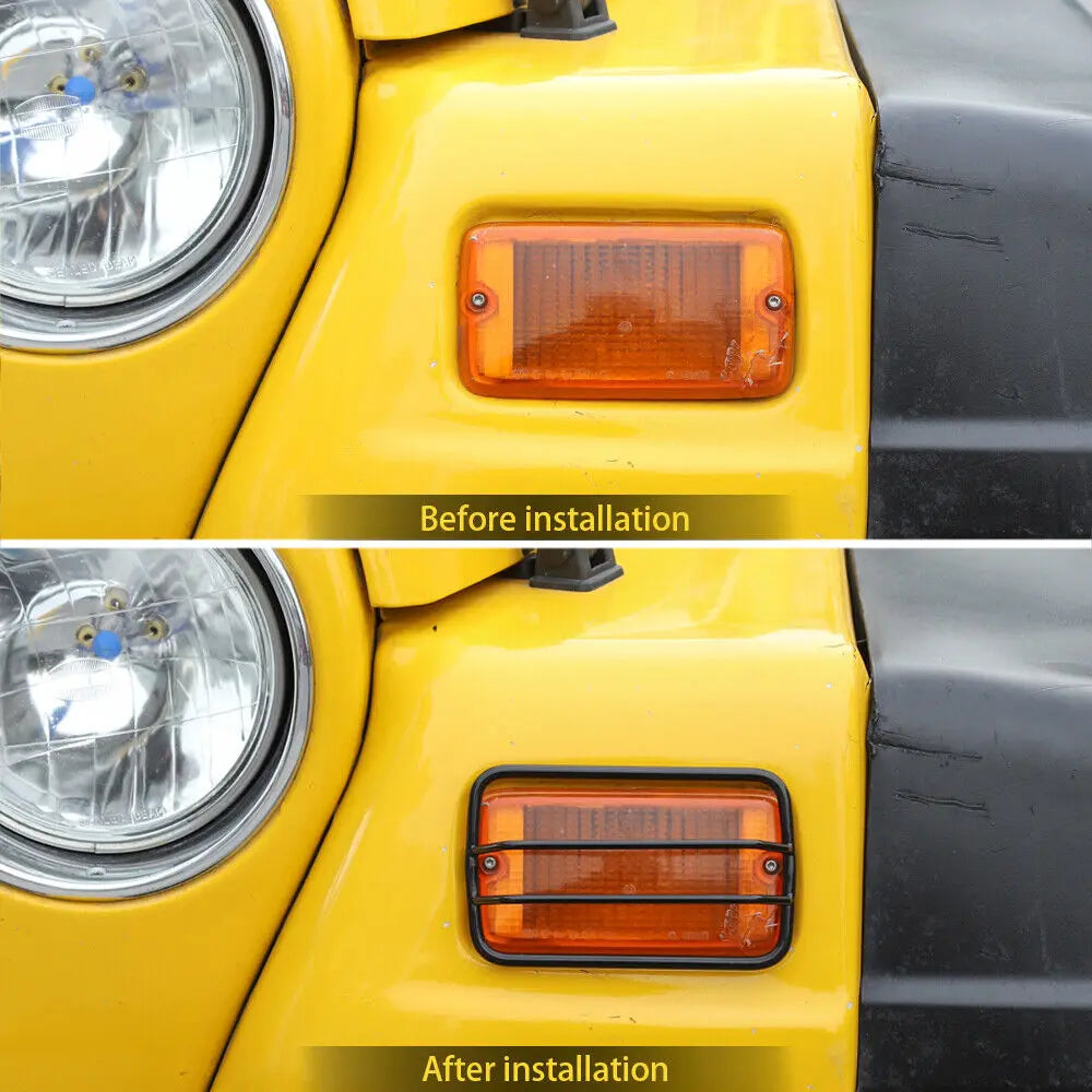 For 1997-2006 Jeep Wrangler TJ 2pcs Wheel Eyebrow Turn Signal Light Guards