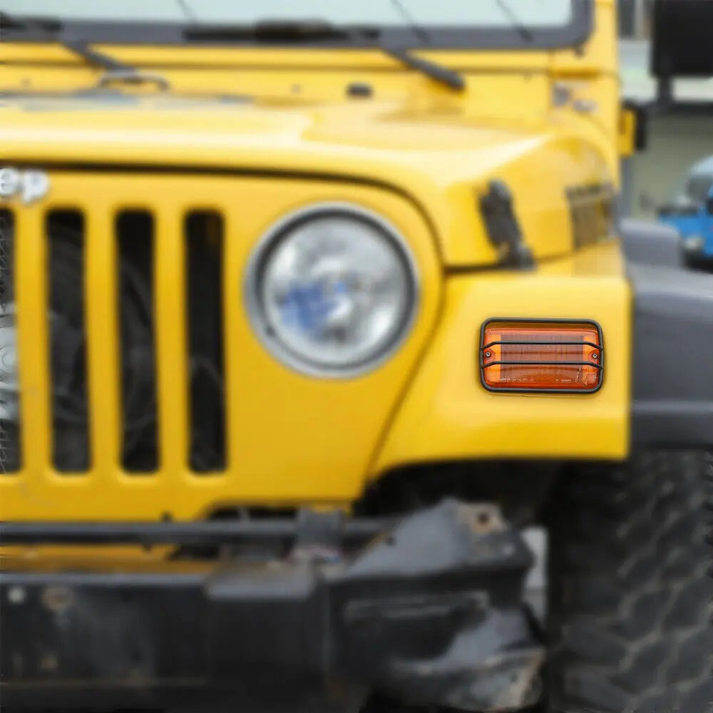 For 1997-2006 Jeep Wrangler TJ 2pcs Wheel Eyebrow Turn Signal Light Guards