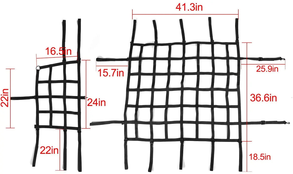 For 1997-2006 Jeep Wrangler TJ 3Pcs Mesh Cargo Netting Roof Net (Black)
