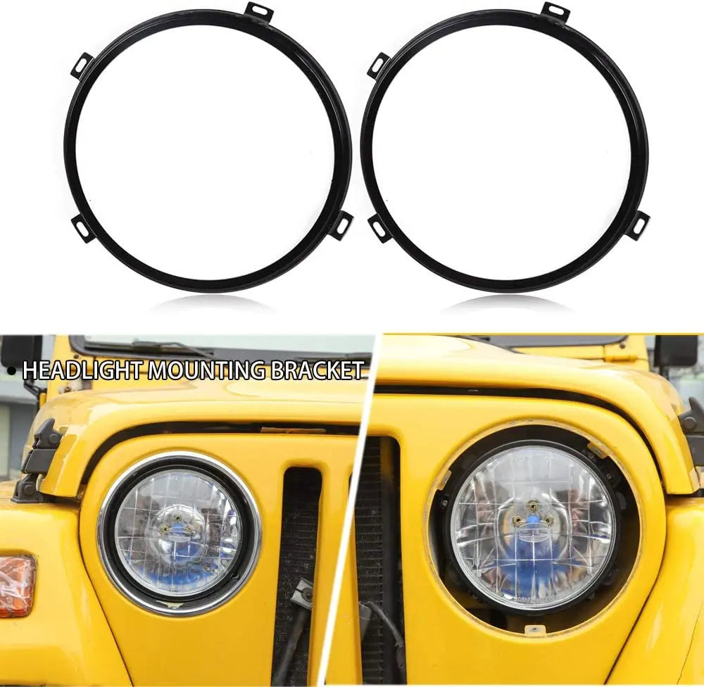 For 1997-2006 Jeep Wrangler TJ 7 inch Round Headlight Mounting Bracket Ring Headlamp Bezel