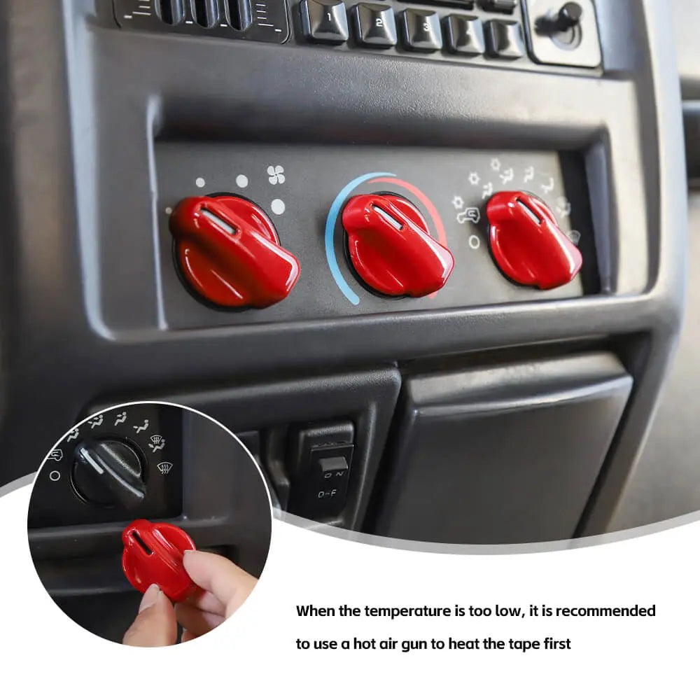For 1997-2006 Jeep Wrangler TJ Air Condition Switch Button Knob Decor Trim Cover