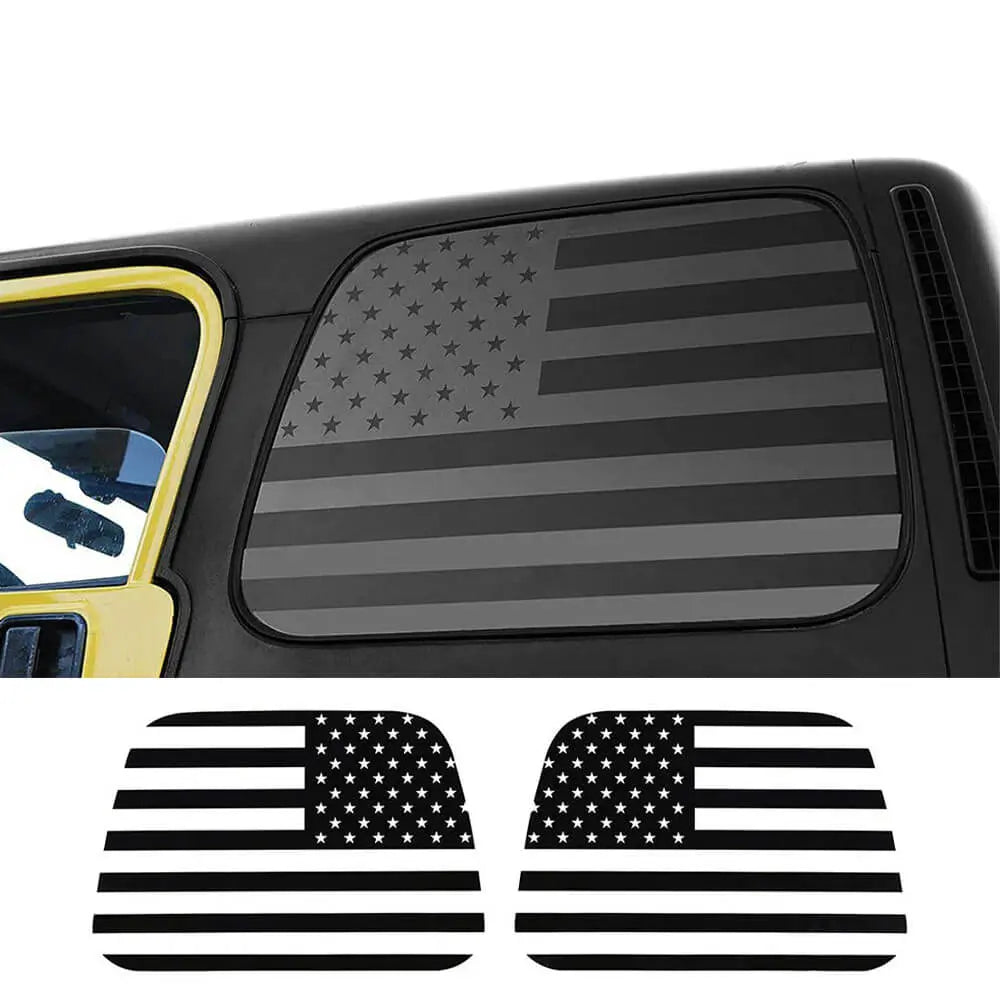 For 1997-2006 Jeep Wrangler TJ American Flag Rear Window Stickers Window Decals