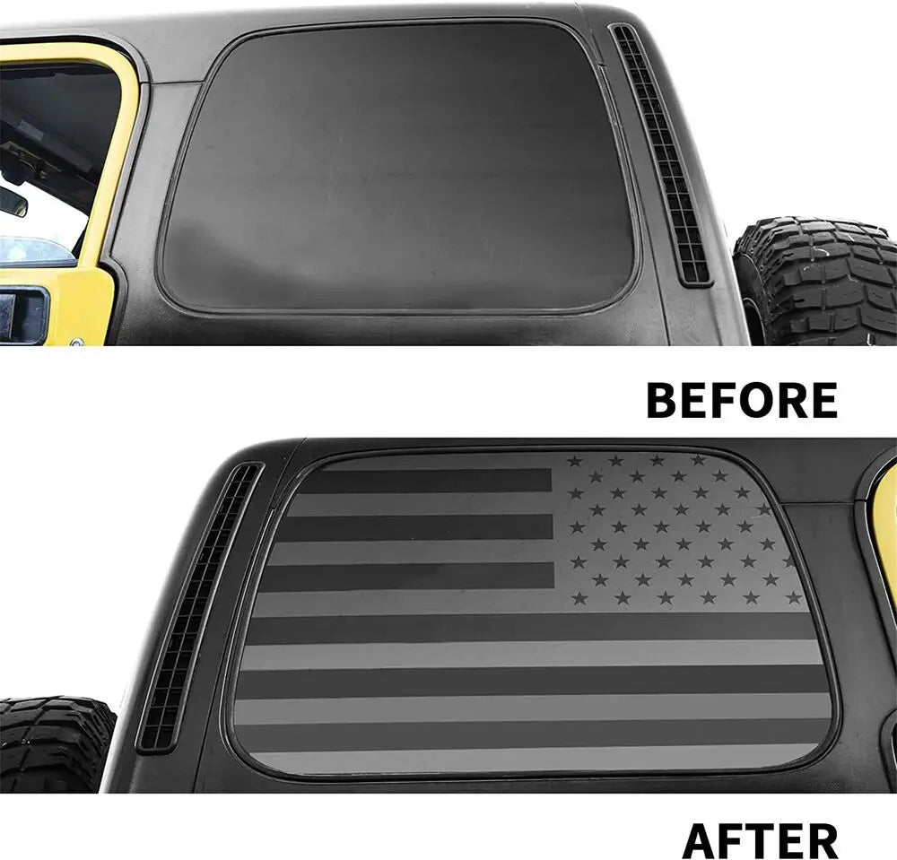 For 1997-2006 Jeep Wrangler TJ American Flag Rear Window Stickers Window Decals