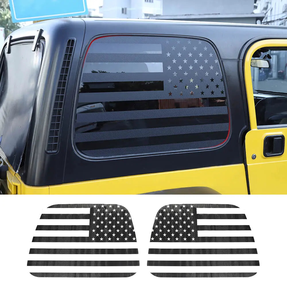 For 1997-2006 Jeep Wrangler TJ American Flag Rear Window Stickers Window Decals