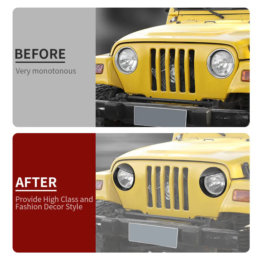 For 1997-2006 Jeep Wrangler TJ Black Front Headlight Trim Cover