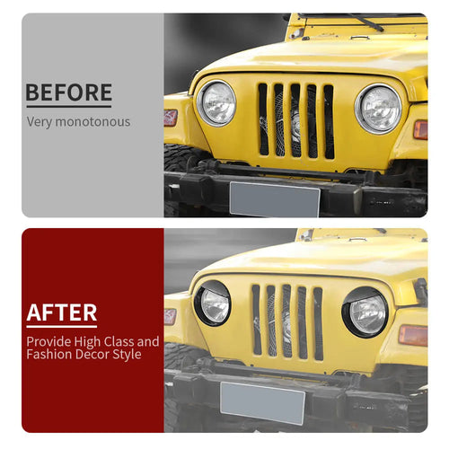 For 1997-2006 Jeep Wrangler TJ Black Front Headlight Trim Cover