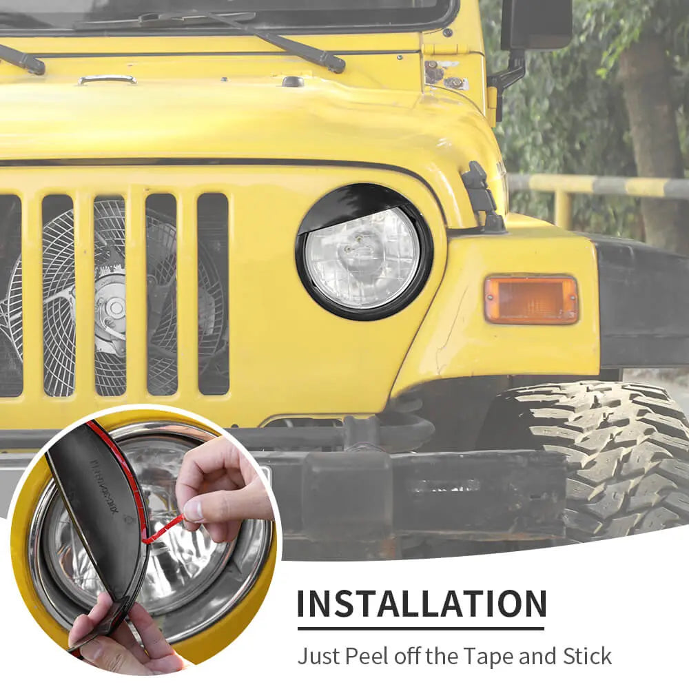 For 1997-2006 Jeep Wrangler TJ Black Front Headlight Trim Cover