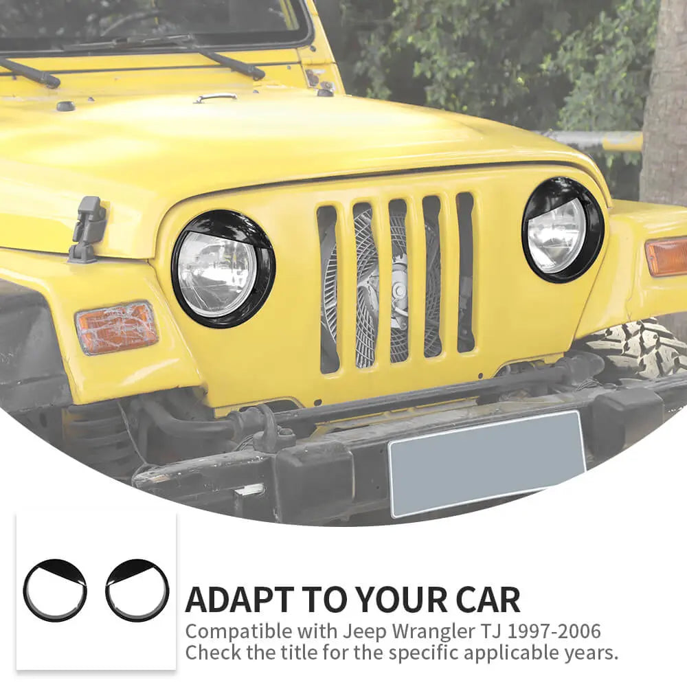 For 1997-2006 Jeep Wrangler TJ Black Front Headlight Trim Cover