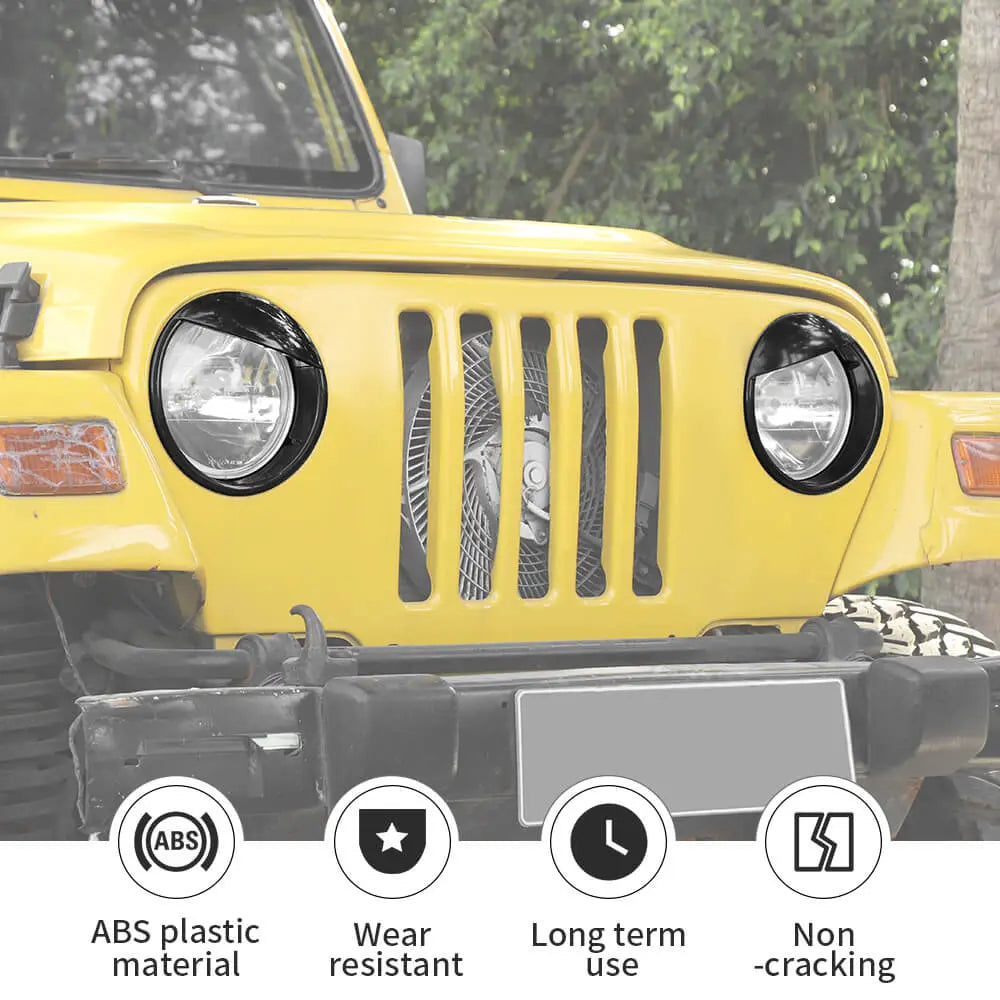 For 1997-2006 Jeep Wrangler TJ Black Front Headlight Trim Cover