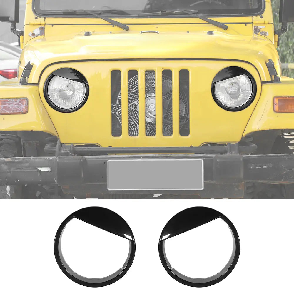 For 1997-2006 Jeep Wrangler TJ Black Front Headlight Trim Cover