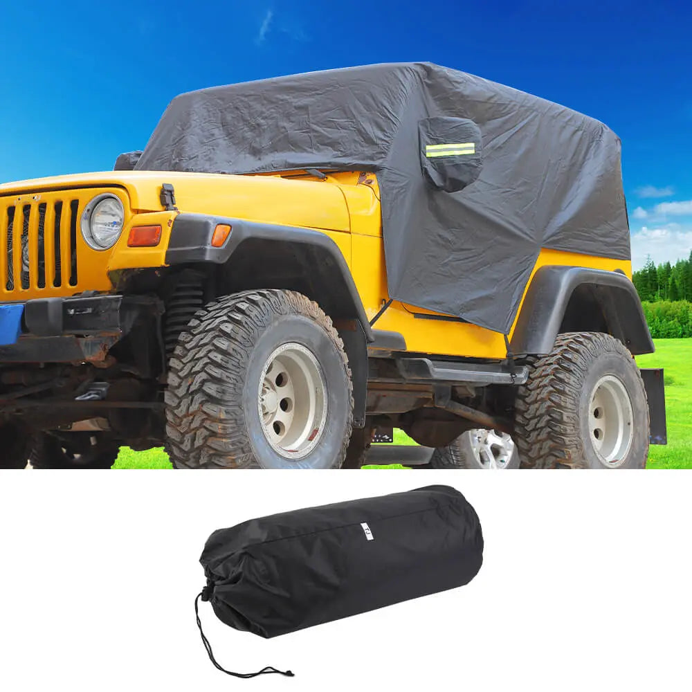 For 1997-2006 Jeep Wrangler TJ Black UV Rain Snow Protection Waterproof Car Cover