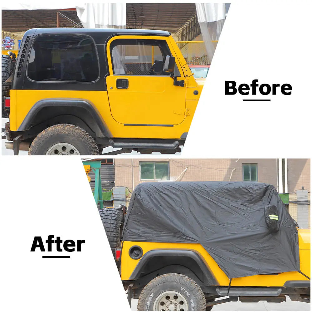For 1997-2006 Jeep Wrangler TJ Black UV Rain Snow Protection Waterproof Car Cover