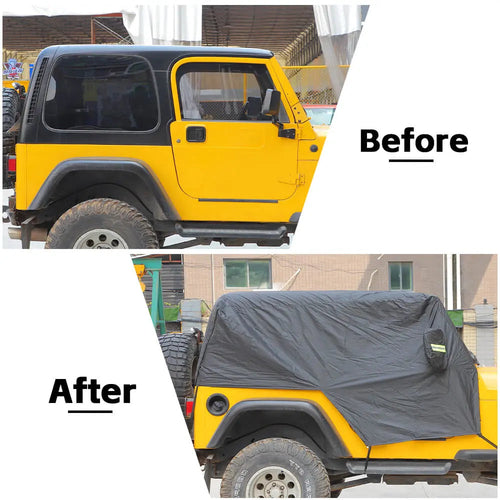 For 1997-2006 Jeep Wrangler TJ Black UV Rain Snow Protection Waterproof Car Cover