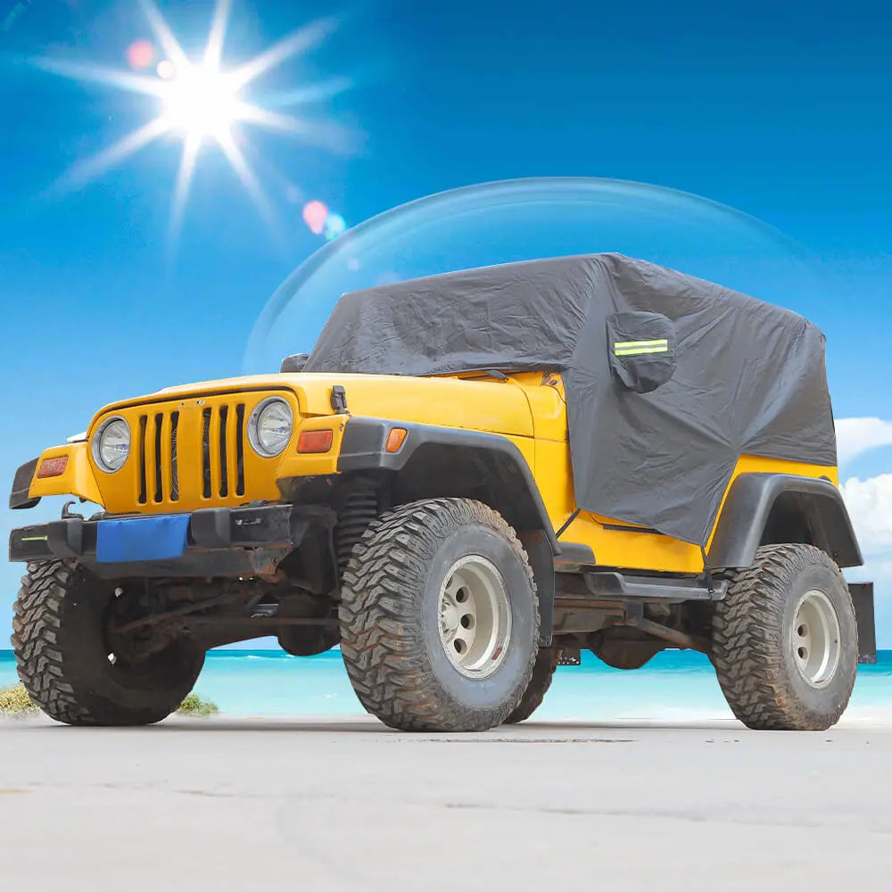 For 1997-2006 Jeep Wrangler TJ Black UV Rain Snow Protection Waterproof Car Cover
