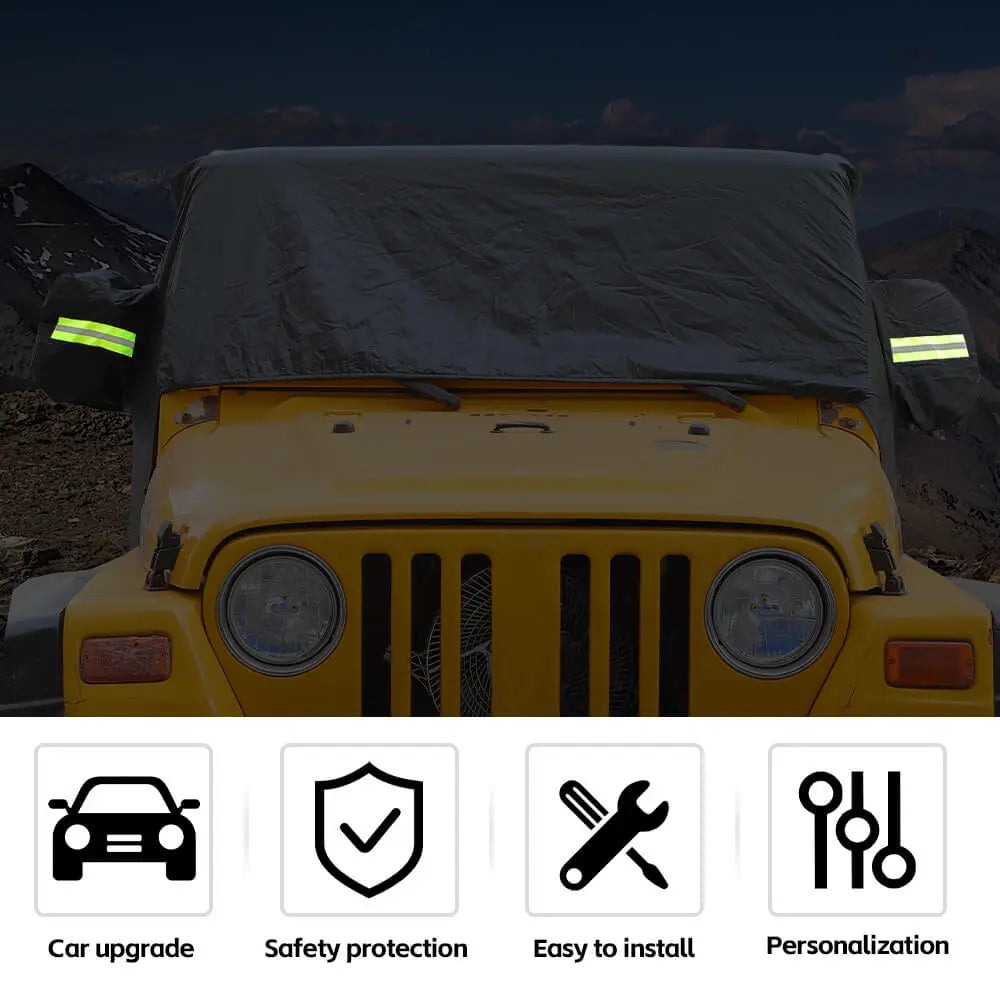 For 1997-2006 Jeep Wrangler TJ Black UV Rain Snow Protection Waterproof Car Cover