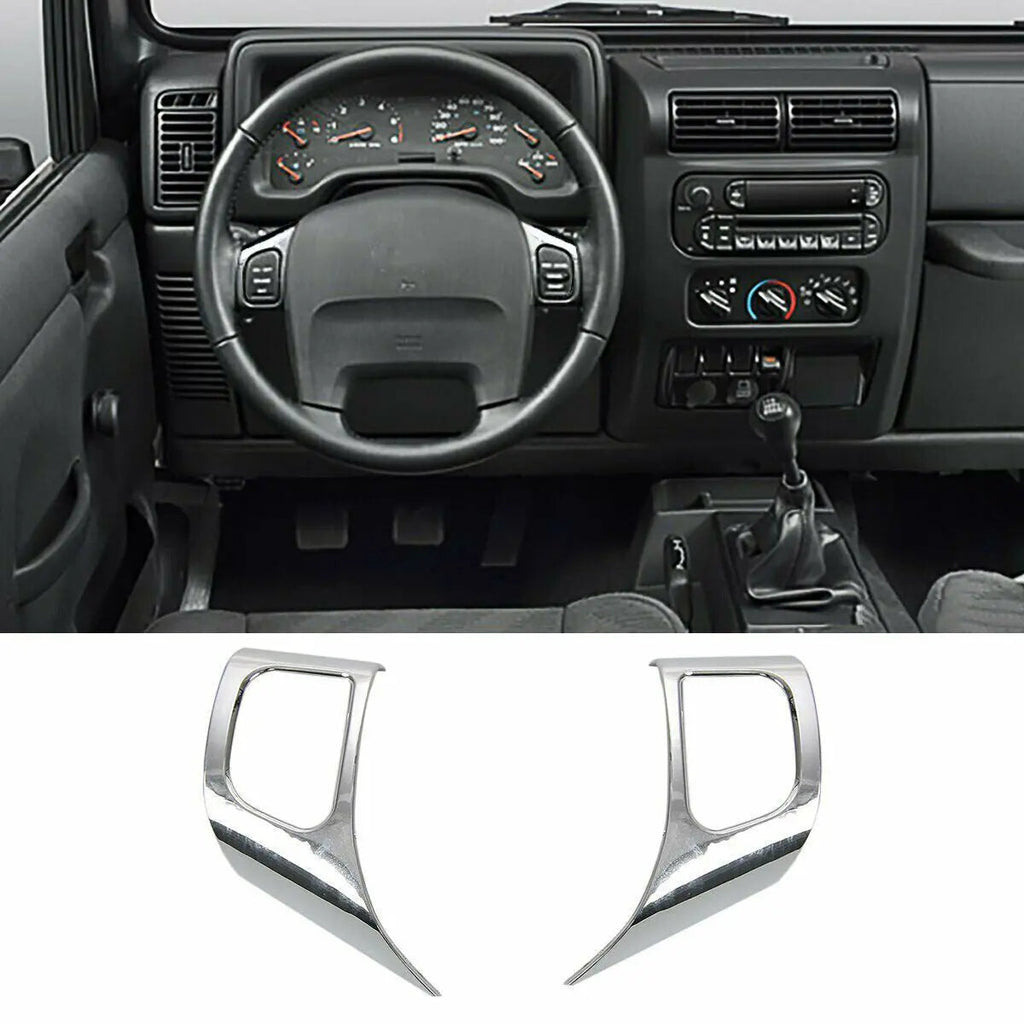 For 1997-2006 Jeep Wrangler TJ Car Steering Wheel Panel Trim Decor Cover