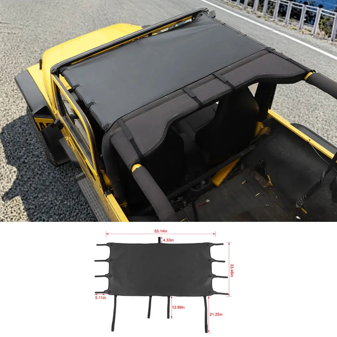 For 1997-2006 Jeep Wrangler TJ Car Top Roof Cover Soft Sunshade Leather Black
