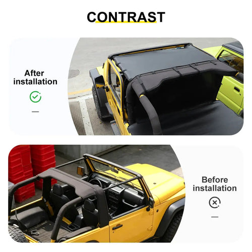 For 1997-2006 Jeep Wrangler TJ Car Top Roof Cover Soft Sunshade Leather Black