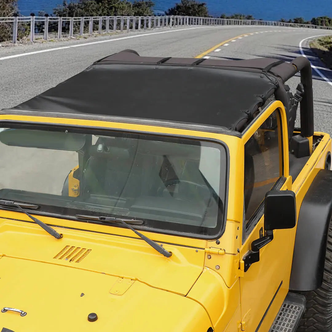For 1997-2006 Jeep Wrangler TJ Car Top Roof Cover Soft Sunshade Leather Black